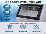 POLYCOOL Commercial Ice Maker Machine, up to 45kg/24hr, Timer & Self Cleaning Programs V219-FDSICMPY45KA