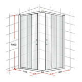 1200 x 1200mm Sliding Door Nano Safety Glass Shower Screen By Della Francesca V63-829571