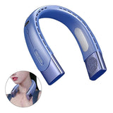 Hanging Neck Fan Wearable Bladeless Fan USB Rechargeable Cooling Fan with 5 Speed Adjustment Blue V1263-JX-7213-2