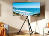 Movable Tripod Floor TV Stand with Wheels & Shelf for 40-75 Inch TVs - Height Adjustable V767-U-Z1998-BK