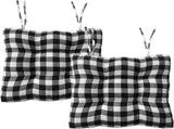 Kitchen Chair Cushions with Ties, Set of 2 Buffalo-Checked Dining Pads Seat for Chairs, 17 x inches V1188-WTJ-SJH-0990
