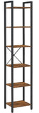 Small 6-Tier Industrial Bookshelf, Rustic Brown, Black V178-62384
