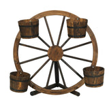 Gardeon Garden Decor Plant Stand Outdoor Ornament Wooden Wagon Wheel 80cm GD-WHEEL-SH2264-AB