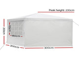 Instahut Gazebo 3x3m Marquee Wedding Party Tent Outdoor Camping Side Wall Canopy Window Panel White GAZEBO-WED-C-FG-3X3-4W-WH