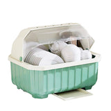 Dish Drying Rack with Cover - 2-Tier Kitchen Counter Organizer with Drainboard, Utensil Holder & V1366-AZ2-W-16532