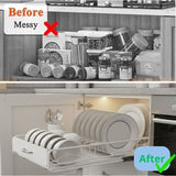 CARLA HOME 2 Pack Pull Out Dish Rack for Kitchen Cabinet with Slide Out Drawer Organizer for Plates, LSB-36327
