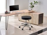 Round Rolling Stool, Leather Rolling Stool with Footrest, 360&deg Swivel Drafting Stool with Thickened V952-YDHSJSYXWKBYJZQ2WV0