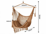 Gardeon Hammock Chair Camping Hanging Chair with Spreader Bar Tassels Brown HM-CHAIR-MESH-BR
