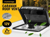 12V Caravan Roof Vent with LED Light & Reversible Airflow Waterproof Rain-Proof Hatch Exhaust V1181-AT012