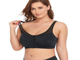 2 Pcs Size XXL Women's Wireless Large-Cup Lace Bra with Front Clasp - Comfortable, Breathable, Black V888-ELOSUNG27595