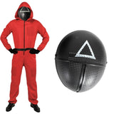 Adult Squid Game Guard Tracksuit Red Full Party Costume Set w/ Mask - Triangle Mask - L/XL V563-12233_16811-02-L_XL