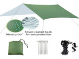 Green 300 x 300cm Waterproof Camping Tarp Shelter Set - Silver Coated Sun Protection, Storage Bag, 6 V888-ELOSUNG55463-1