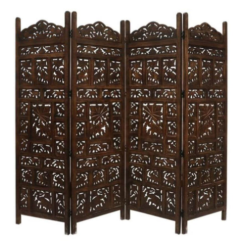 Elephant 4 Panel Room Divider Screen Privacy Shoji Timber Wood Stand - Burnt V315-WOWP-002