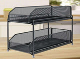 Pull Out Cabinet Organizer 2 Tier Carbon Steel Mesh Large Capacity Easy Maintenance Sliding Basket V1294-YM0706-3118230202312