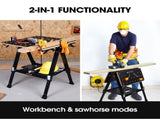 BAUMR-AG Portable Multifunction Workbench, 2-in-1 Worktable and Sawhorse, Height Adjustable, V219-TOLWKBBM85MA