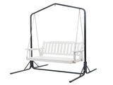 Gardeon Wooden 2-Seater Outdoor Swing Chair with Black Stand White Hanging Chair ODS-1956W-U-WH