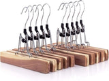 HANGERWORLD Pack of 10 Skirt and Pants Hangers with Clamp Clips, 10.6inch American Cedar Wood Hanger V1258-DP02-F-304