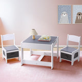 Keezi Kids Table and Chairs Set Play Activity Toys Storage Chalkboard Desk Grey FURNI-G-KTC-WH-GY