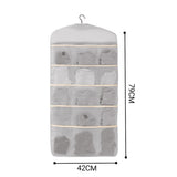 SOGA 2X Grey Double Sided Hanging Storage Bag Underwear Bra Socks Mesh Pocket Hanger Home Organiser SBOX26GRYX2