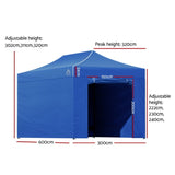 Instahut Gazebo 3x6 Pop Up Marquee Folding Tent Wedding Gazebos Camping Outdoor Shade Canopy Blue GAZEBO-C-3X6-DX-BLUE