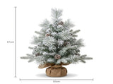 Christabelle 61cm 2ft Alpine Snow Potted Christmas Tree Pre Lit LED Pinecone Hessian Tabletop F 112_WFLAS2P