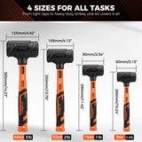 HORUSDY 4PCS Dead Blow Hammer Set Steel Shot Non-Slip Grip Carpentry & Tile V465-88092