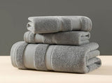 Grey Premium 3-Piece 100% Cotton Towel Set - Ultra Soft, Absorbent & Quick-Dry for Bathroom V888-ELOSUNG32954