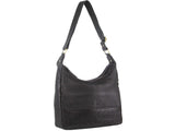 Pierre Cardin Womens Large Leather Multi Zip Perforated Cross-Body Bag - Black V563-PC-3338-BLACK