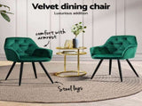 Artiss Dining Chairs Set of 4 Velvet Diamond Tufted Armchair Green MO-DIN-GRS058-VEL-GNX4