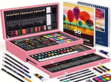 Pink 175-Piece Deluxe Art Set with 2 Drawing Boards, Wax Crayons, Acrylic Paints, Colored Pencils, V1106-MSHB175001