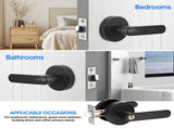 Privacy Door Lever Handle with Key, Heavy Duty Interior Door Lock, Round Design, 4 Pack, Matte Black V1181-HI016-4-BK