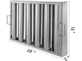 Pack of 6 Hood Filters 19.5W x 15.5H Inch, 430 Stainless Steel 5 Grooves Commercial Hood Filters, V952-YSFLQ6PCS5C20X16YV0