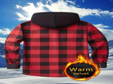 Plaid Hooded Jacket with Velvet Lining - Blue - Size S V1106-M-APP-9978-BLUE-SAUSEU46