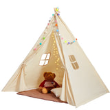 Kids Play Tent, Teepee Tent for Kids 1-5 Years Old, Toddler Tent with Mat and Plush Decorative V952-GJSETZPZXJCKHHZ4UV0