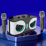Wireless Bluetooth Karaoke Speaker with 2 Microphone Home KTV Set White V1263-JX-6966-2