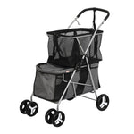 PaWz Pet Stroller 2-Tier Dog Cat Carrier Foldable ST1011-GY