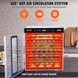 VEVOR 10 Trays Food Dehydrator Machine Stainless Steel 1000W Jerky Fruit Drying V952-SP1005481000WM6IMV3