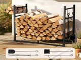 Gardeon Firewood Rack 84cm Wood Rack Firewood Storage Indoor Outdoor Black FSR-A-H84