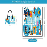 Blue 2-in-1 Oxford Picnic Blanket and Shoulder Bag - Foldable Outdoor Mat with Storage V888-ELOSUNG56192-3