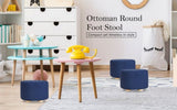 Fabric Ottoman Round Wooden Leg Foot Stool - DARK BLUE V274-FT-GQST01-DBU