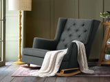 Artiss Rocking Chair Armchair Linen Fabric Charcoal Gaia UPHO-C-AVAN-KD-CH-AB