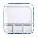 Glass Sectional Plates, Glass Divided Plates with Compartments, Portable Glass Partition Serving V1366-AZ2-W-15257