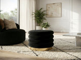 Interior Ave - Roma Round Velvet Ottoman / Footstool Black V355-IA-OTT-ROM-BLK