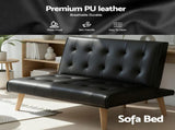 Artiss Sofa Bed Couch 1 Seater Lounge Fabric Black SBED-E-SOLO86-PU-BK