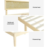 Artiss Bed Frame Queen Size Wooden Base Mattress Platform Timber Pine YUMI WBED-YUMI-Q-WD-AB