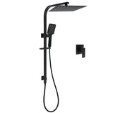 Dual Shower Set Matt Black 12" Rainfall Head 3 Modes Handheld Silding Rail Combo Mixer V1233-C7121SBHS002M4CBKSS112BKSQ201B