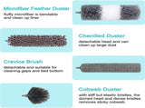 9 Pcs Microfiber Feather Duster Extendable Dusters for Cleaning with Extension Pole 30 to 100 V1366-AZ2-W-24310