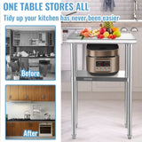 VEVOR 650x457mm Stainless Steel Work Prep Table Commercial Food Prep Table V952-J24X18X36INCHUFT3V0
