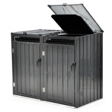 PLANTCRAFT Double Steel Wheelie Garbage Bin Storage Shed, Enclosure with 2 Opening Doors V219-GBGSTLPCGS2A