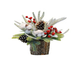 35cm Tabletop Xmas Tree Bark Wooden Barrel Decoration Artificial Bouquet Ornament for Home Hotel V1294-YM0901-3115240094712